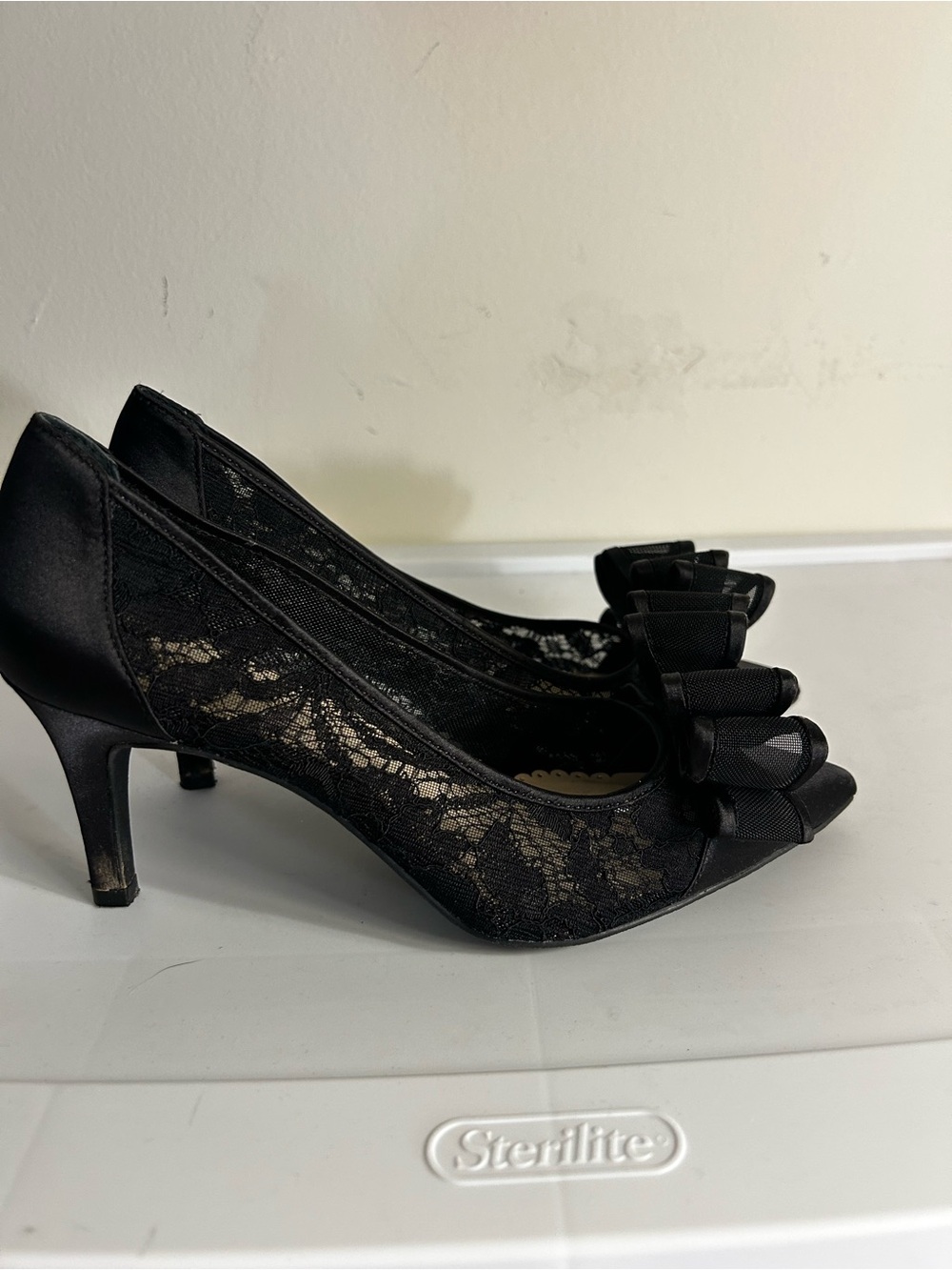 Charter Club Black Lace Bow Pumps Size 7M